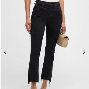 MOTHER "The Insider Crop Step Fray" jeans in black denim